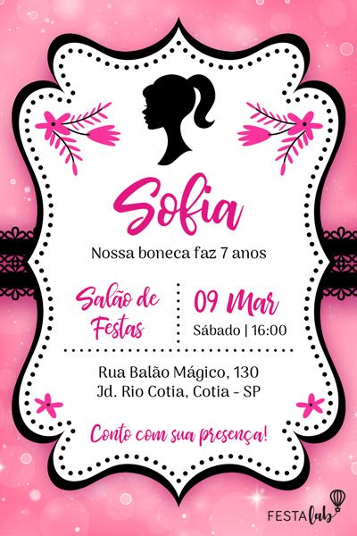 Convite para Festa da Barbie