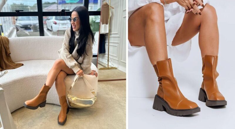 look-bota-marrom-feminino