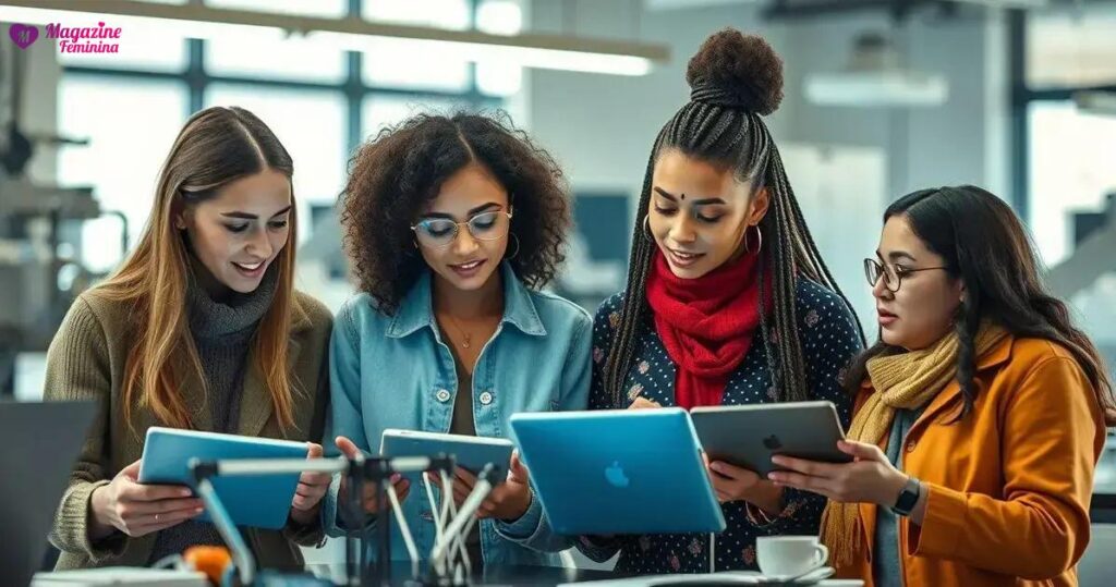 Mulheres futuristas digitais