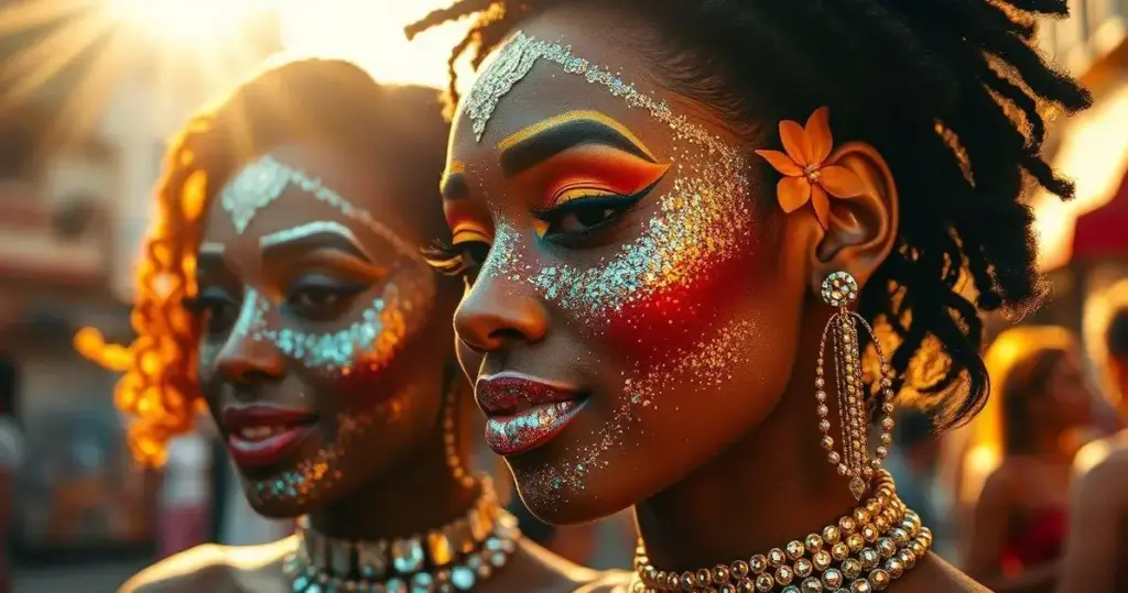 maquiagem com glitter para carnaval
