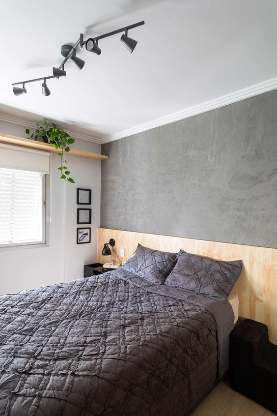 Parede de cimento queimado no quarto