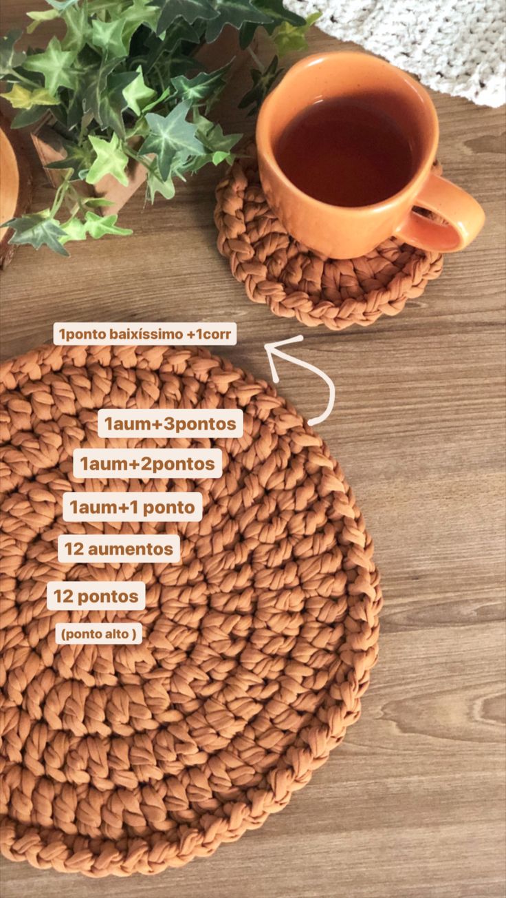 Sousplat de crochê em fio de malha