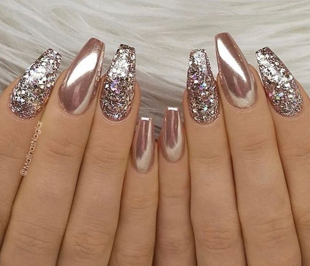 Rose gold nail art ...