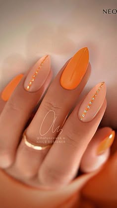 unhas laranja, unhas decoradas ...