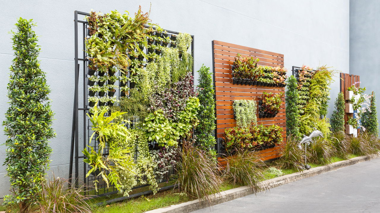 jardim vertical com treliça de bambu ...