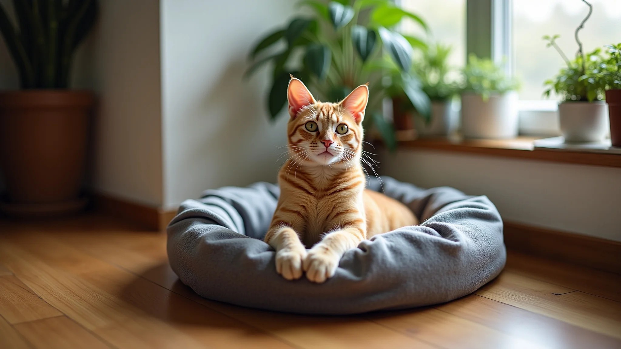 Cama de gato aconchegante feita de camiseta velha em um lar brasileiro.