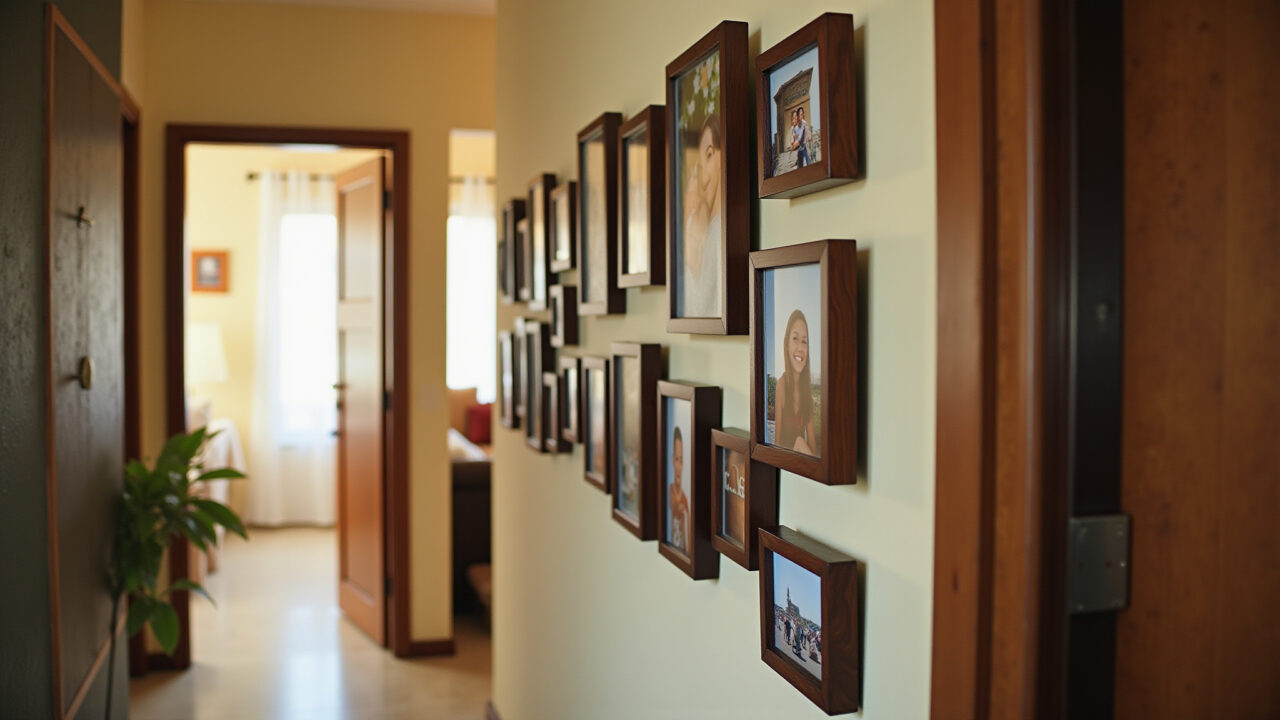 Galeria de fotos no corredor.