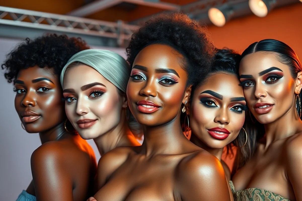 Grupo diverso de brasileiras com diferentes looks de sombra cremosa.