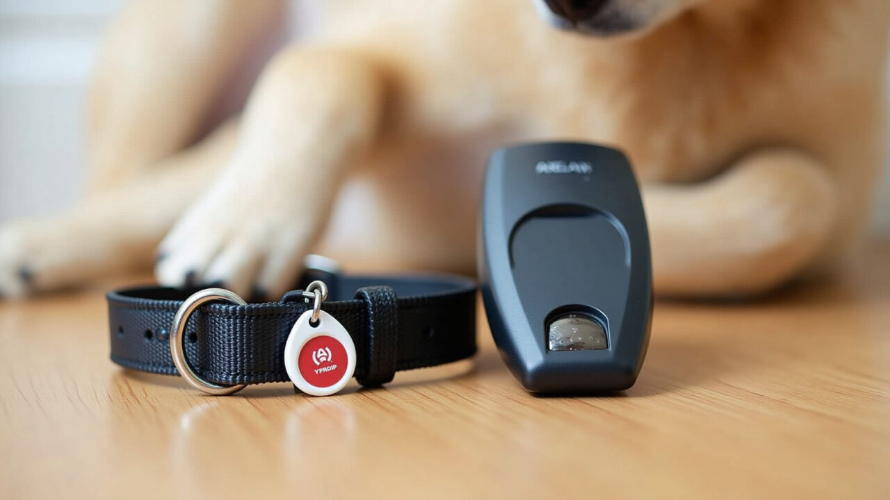 Coleira com identificação e scanner de microchip para garantir o retorno do cão perdido.