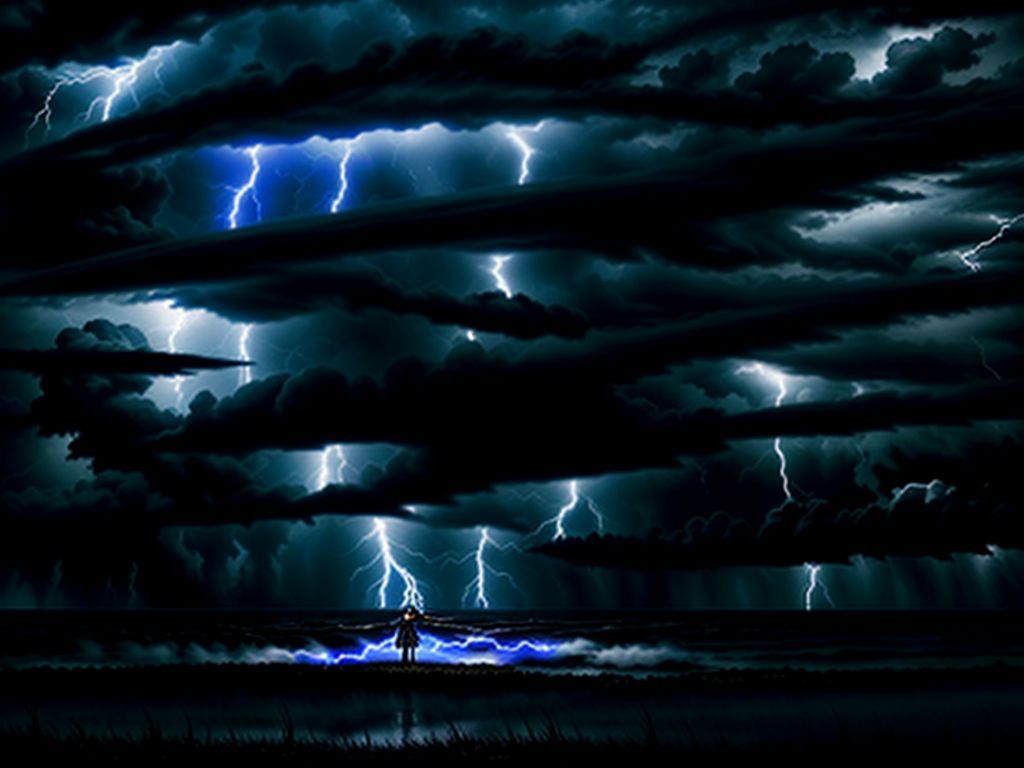 Uma pessoa no meio de uma tempestade, se sentindo sobrecarregada e perdida.