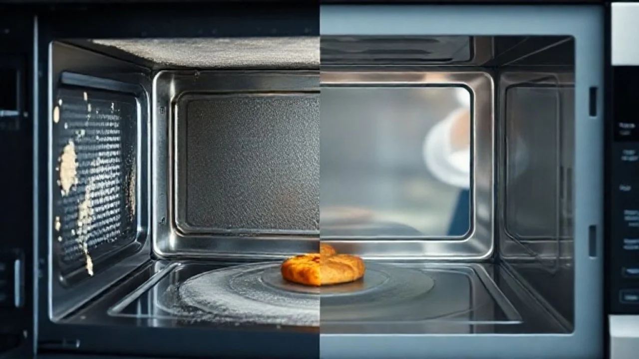 Comparativo: Micro-ondas sujo versus micro-ondas limpo
