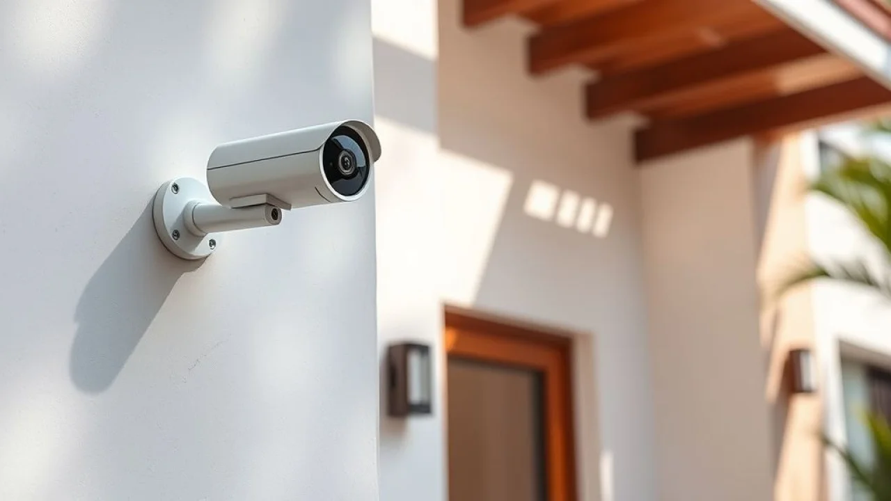 Câmera de segurança Wi-Fi posicionada estrategicamente em casa brasileira