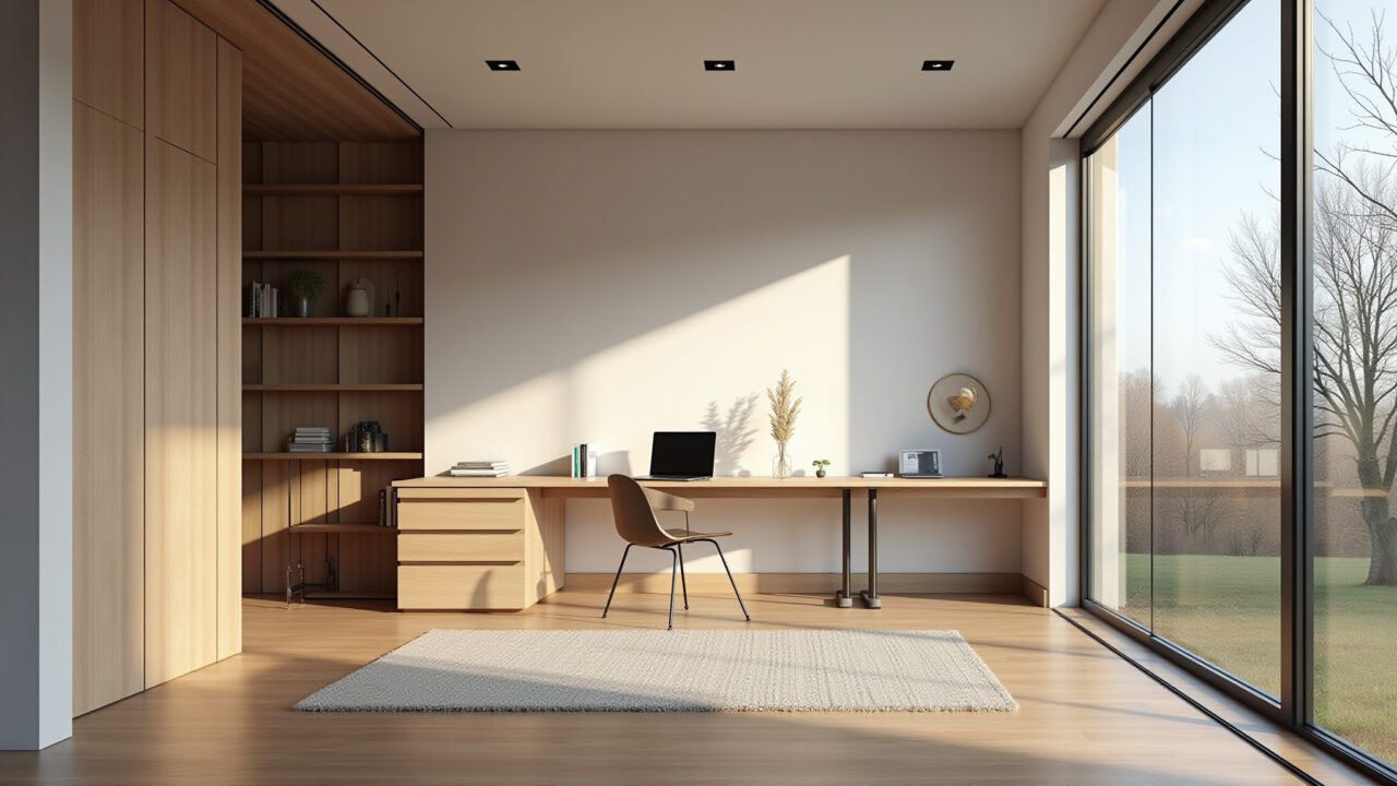 Home office com isolamento acústico de Pladur.