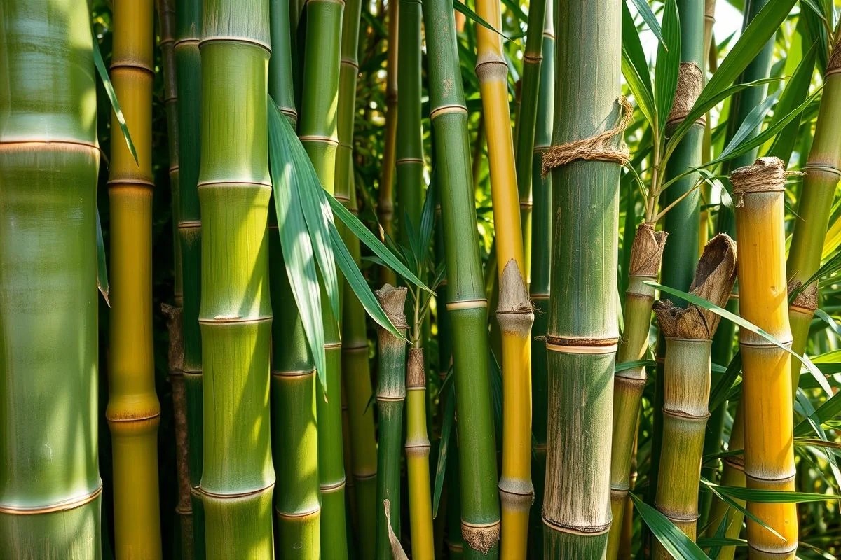 Variedade de bambus para horta vertical, material sustentável e resistente no Brasil.