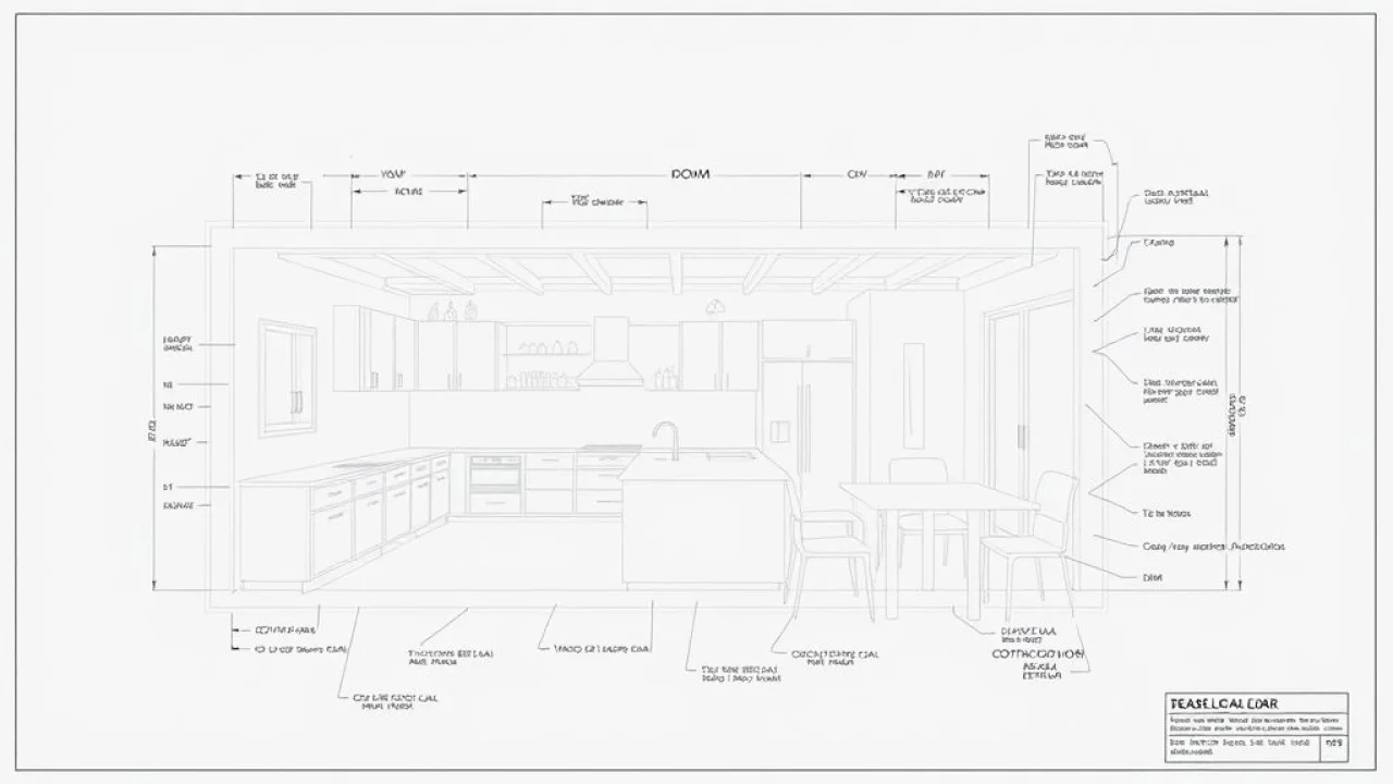 Planta baixa de cozinha integrada com sala, projeto arquitetônico no Brasil