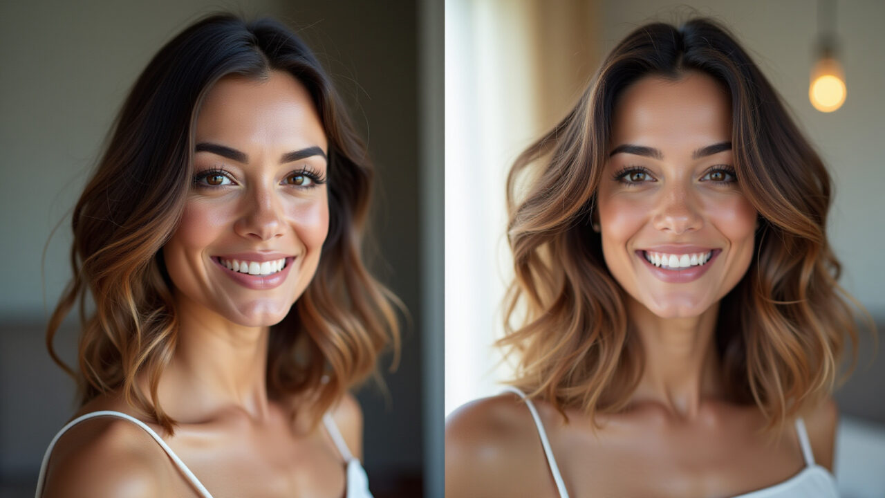 Antes e depois do corte bordado