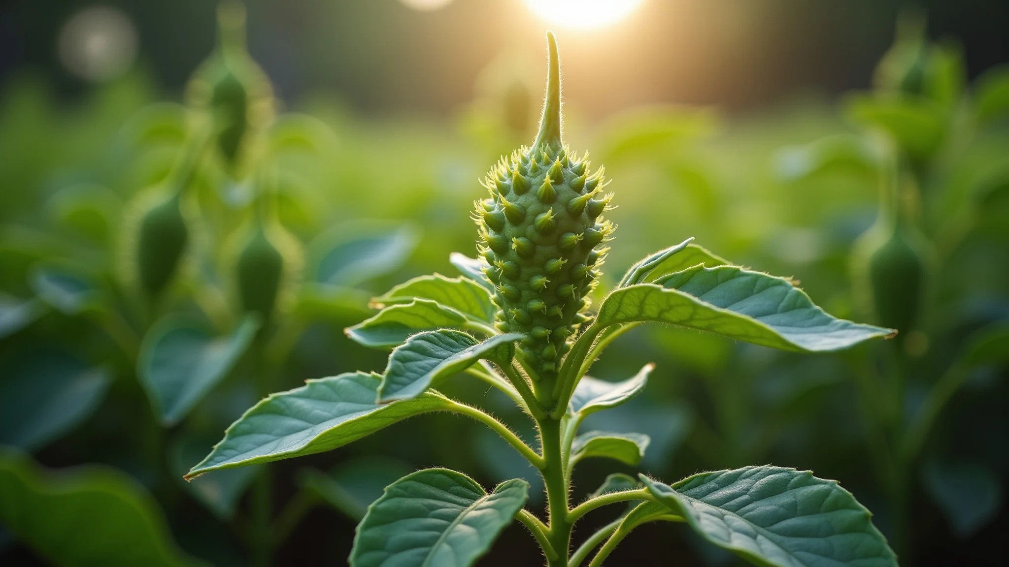 Boldo-do-chile plantado em um jardim, luz natural, erva medicinal para a saúde digestiva.