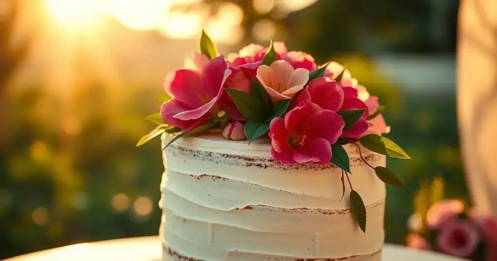 bolo de casamento com flores