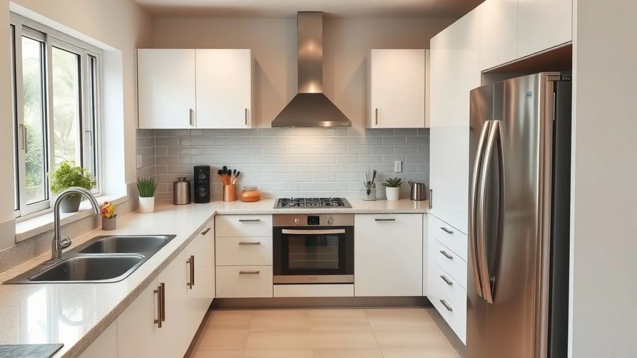 Layout de cozinha brasileira com triângulo de trabalho.