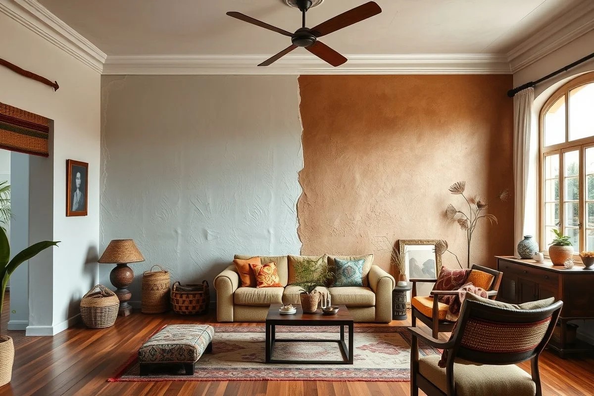Parede dividida: metade com primer, metade sem. Diferença de textura e absorção.