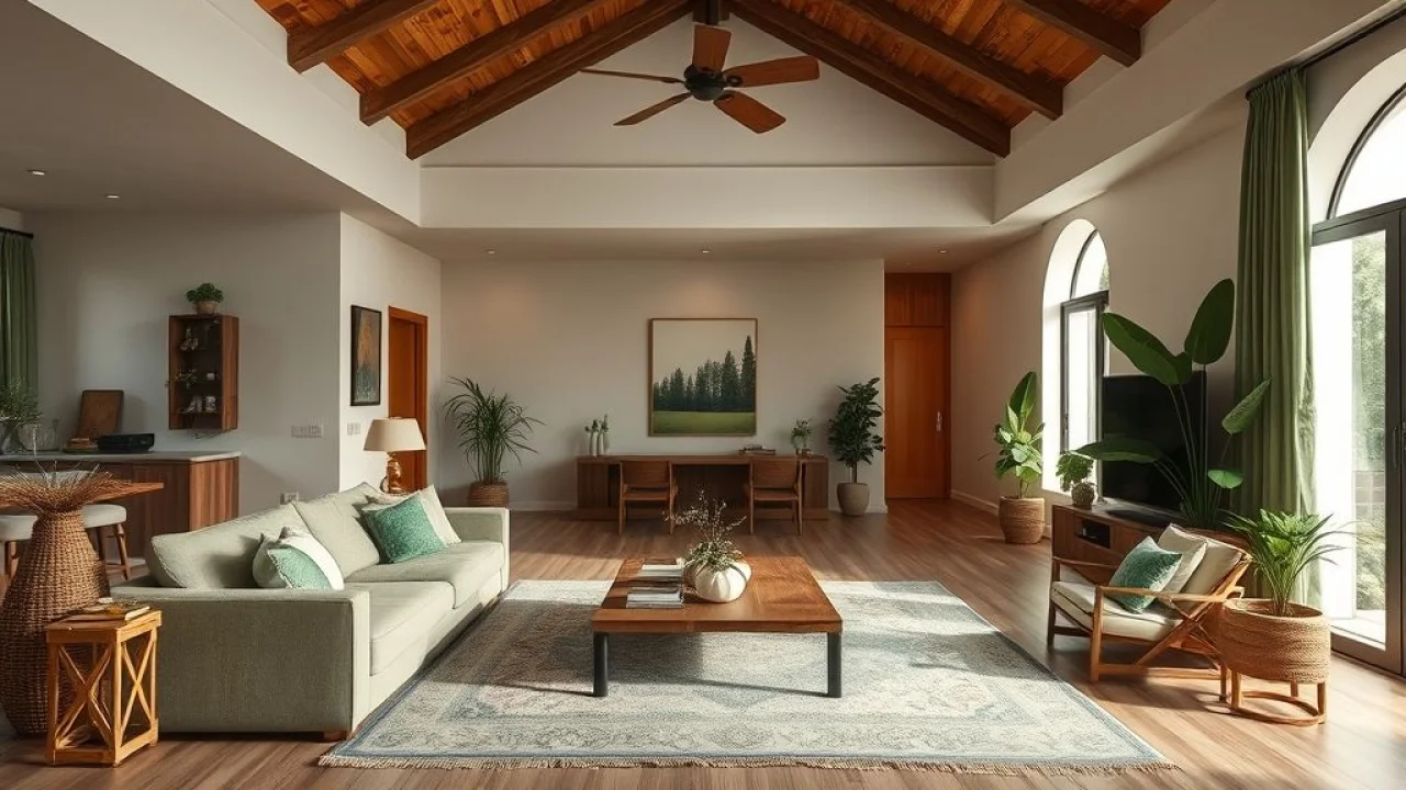 Sala conceito aberto com paleta de cores unificada no Brasil.