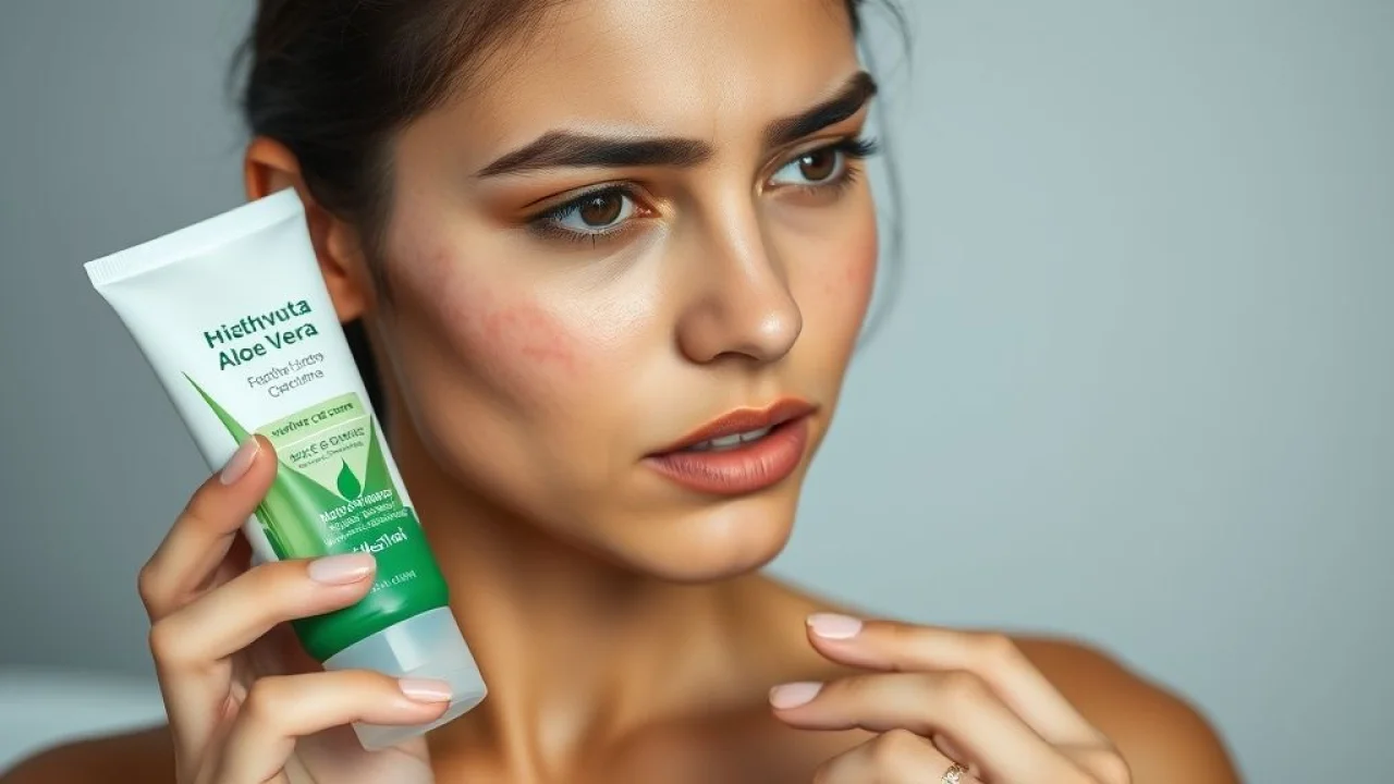 Pele irritada após retinol: mulher aplicando creme calmante.
