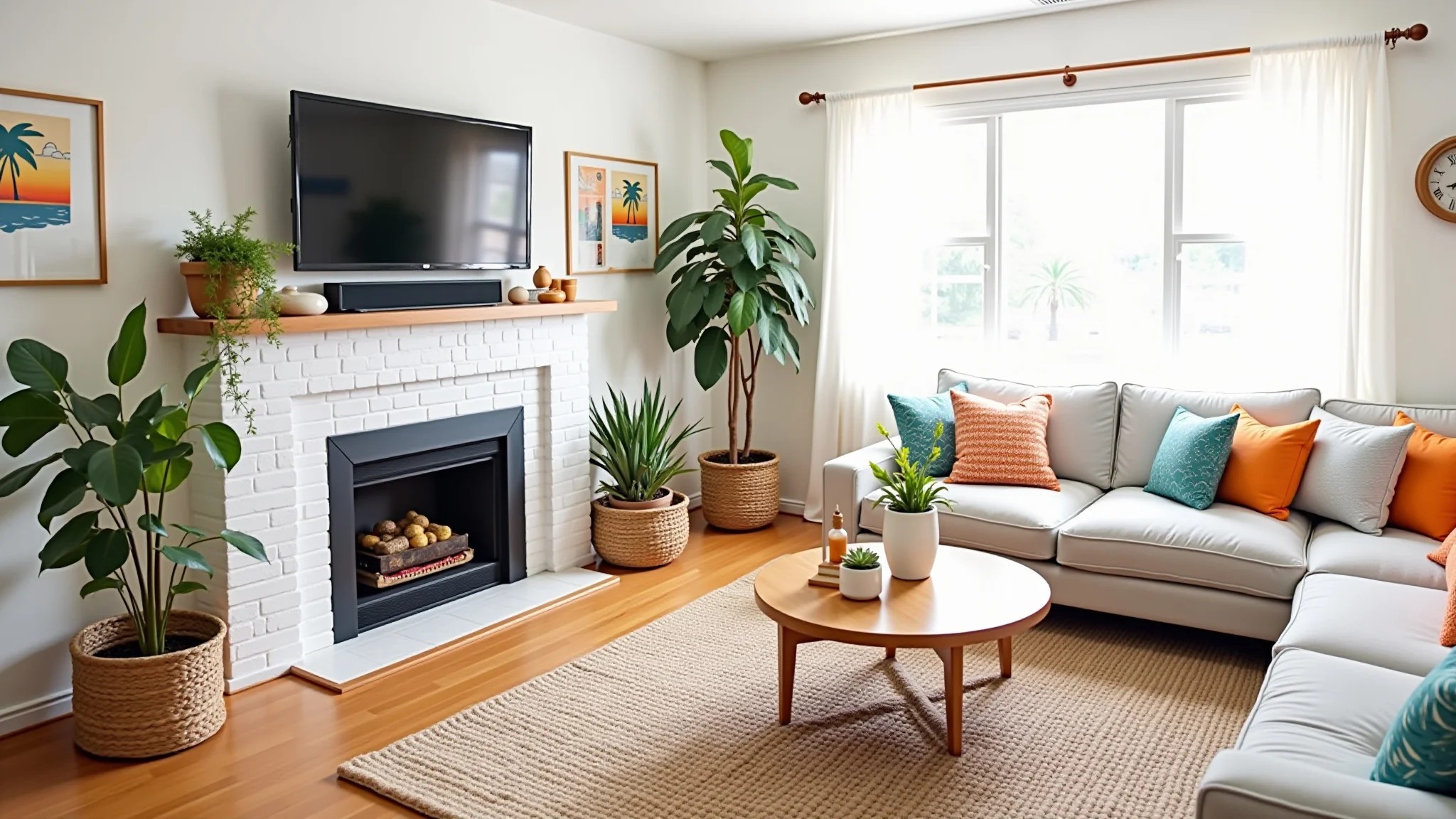 Sala aconchegante decorada com achados da Shopee, decoração brasileira colorida e soluções de organização acessíveis.