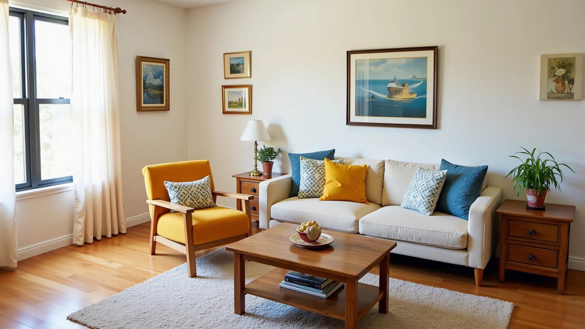 Sala aconchegante com decoração DIY e móveis reutilizados, estilo brasileiro.