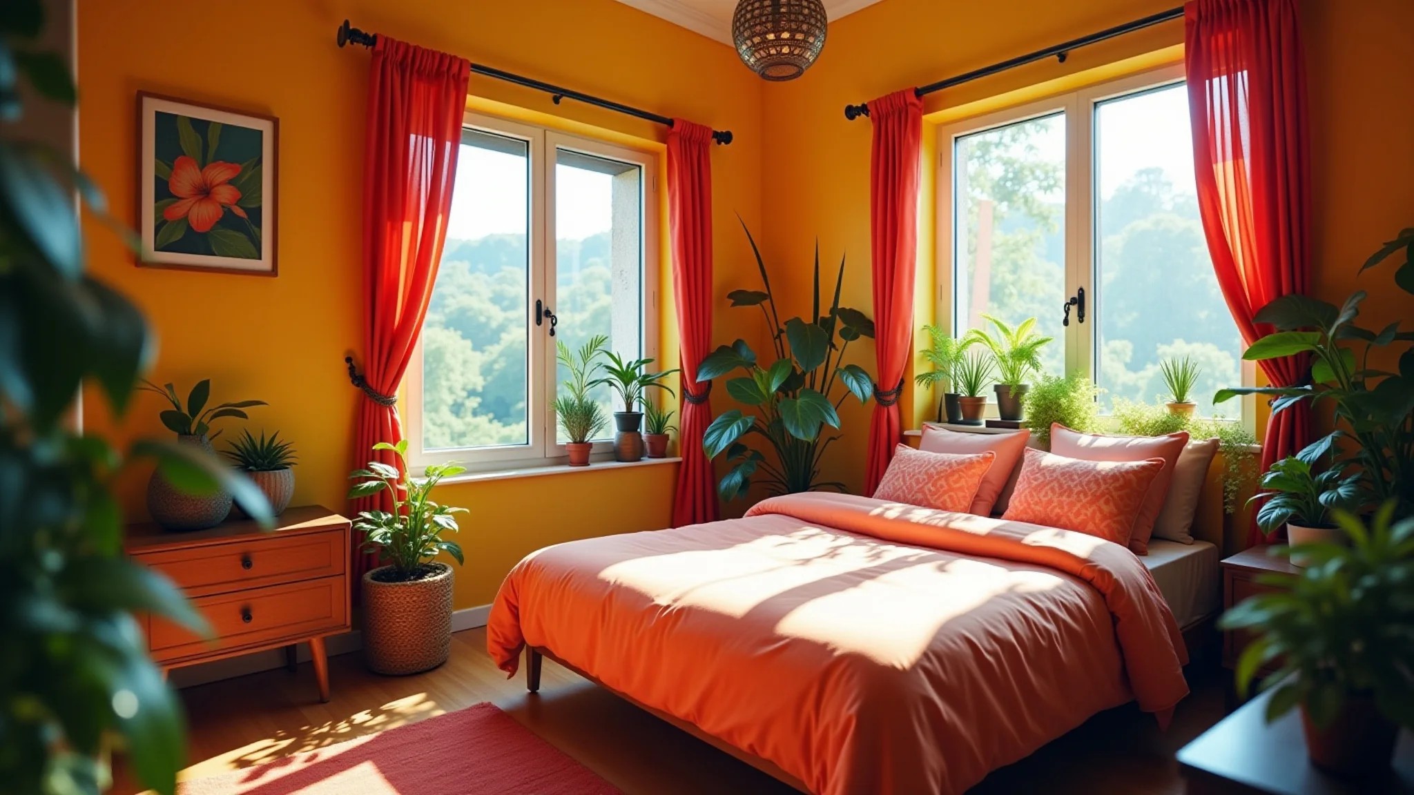 Transformação de quarto pequeno com cores vibrantes e design brasileiro.