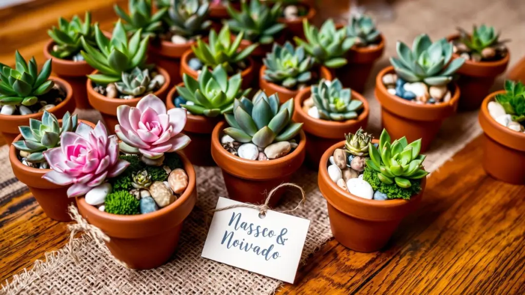 Centros de Mesa DIY: Mini Vasinhos com Suculentas e Pedrinhas
