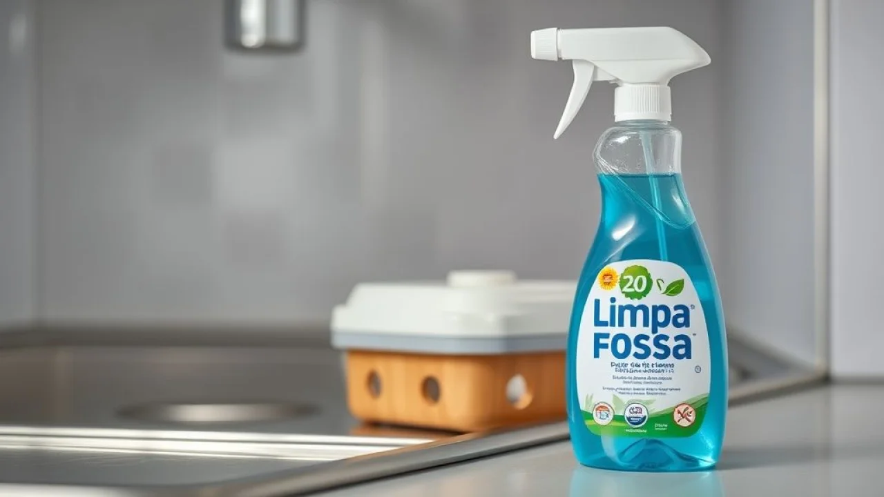 Frasco de Limpa Fossa ao lado de uma caixa de gordura, facilitando a limpeza.