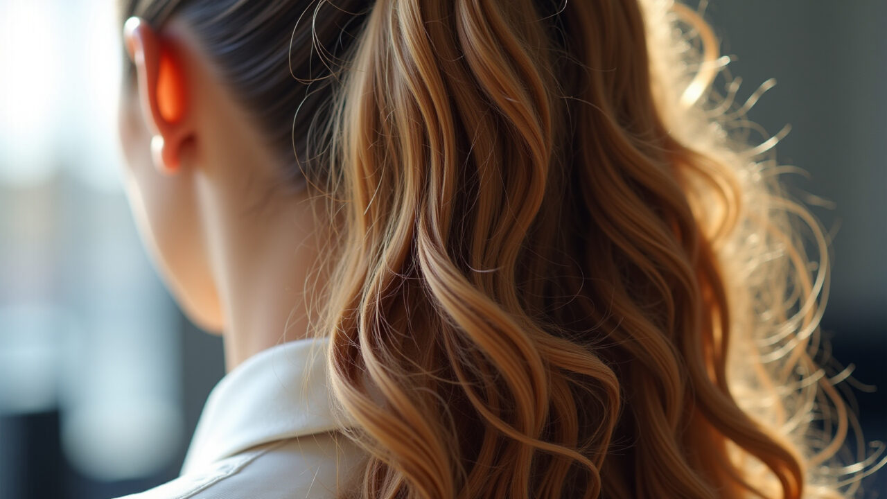 Rabo de cavalo alto texturizado: volume e ondas suaves.