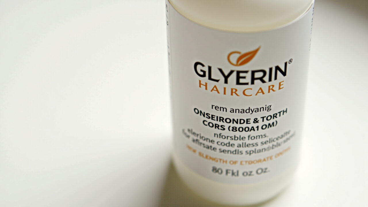 Frasco de glicerina para cuidados capilares acessíveis.