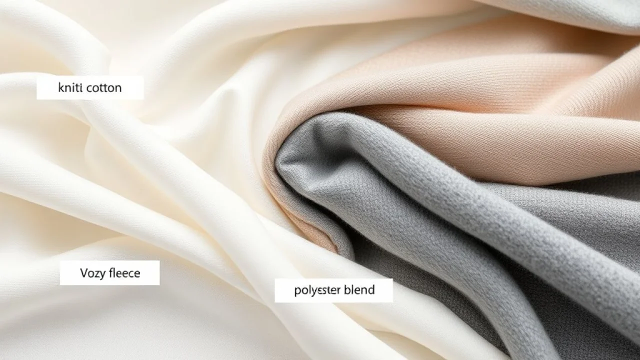 Amostras de tecidos de malha: algodão, viscose, moletom, poliéster com elastano.
