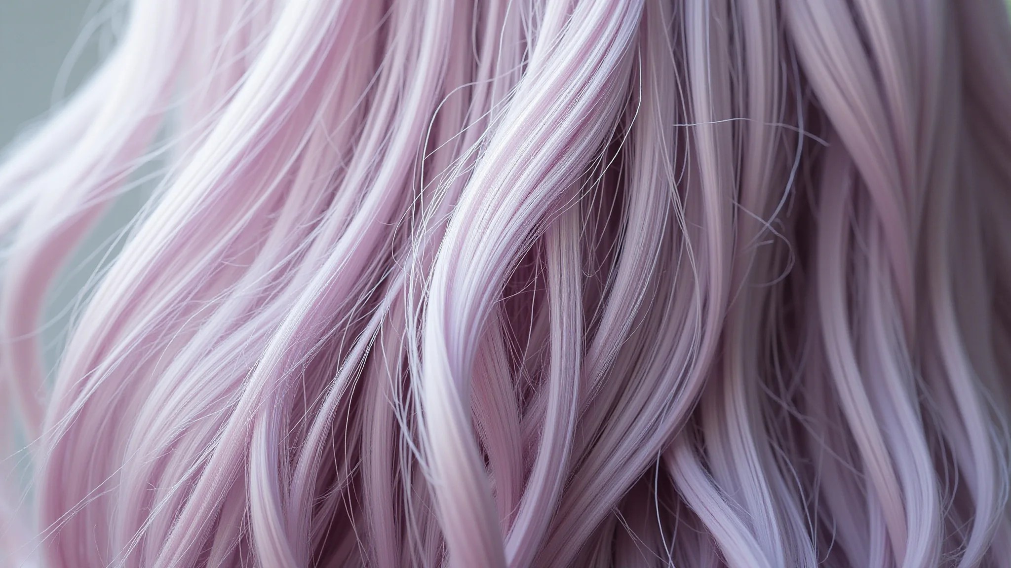 Cabelo loiro platinado com leve tom violeta após matização.