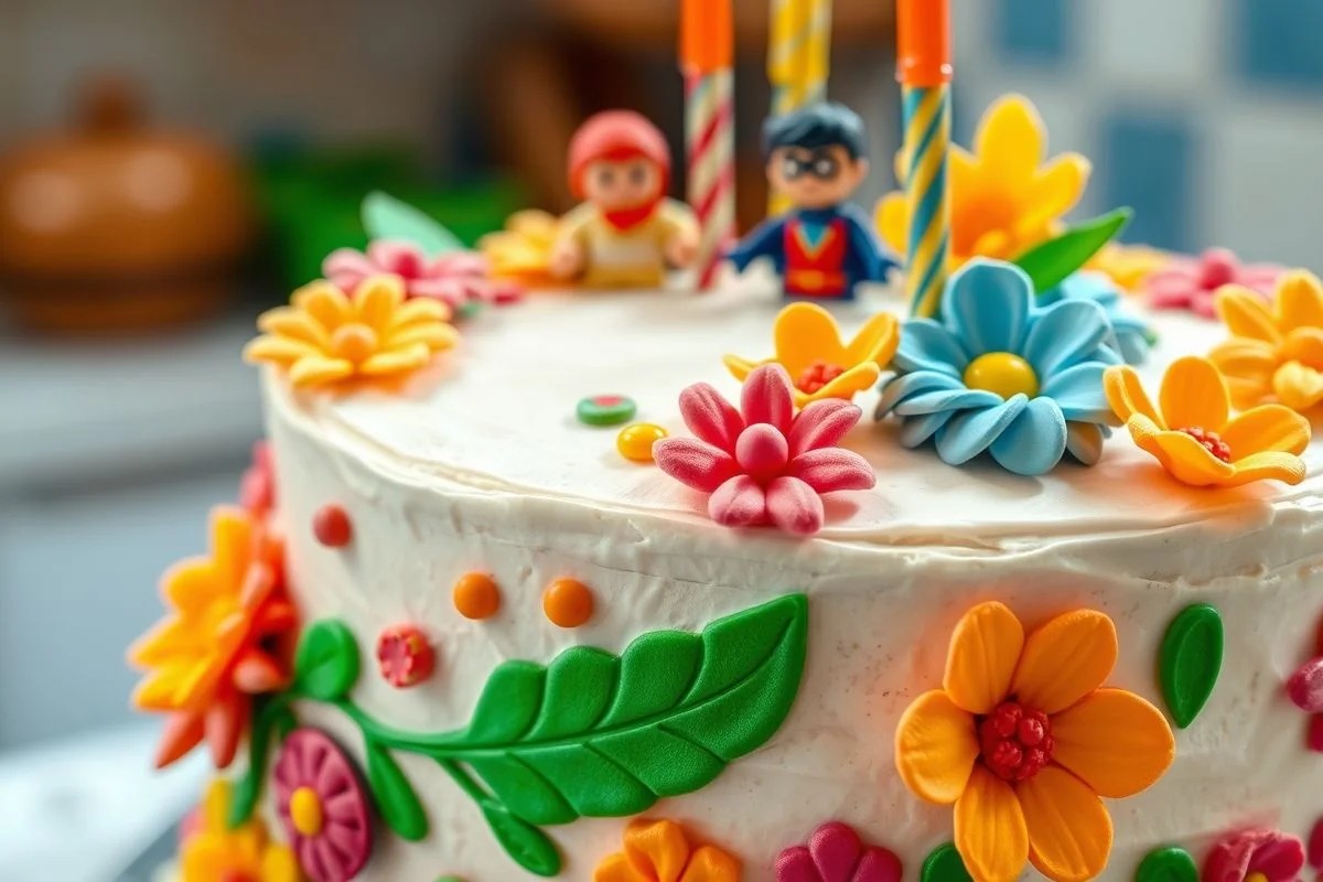 Bolo de aniversário decorado com tema, fotografia profissional, Brasil.