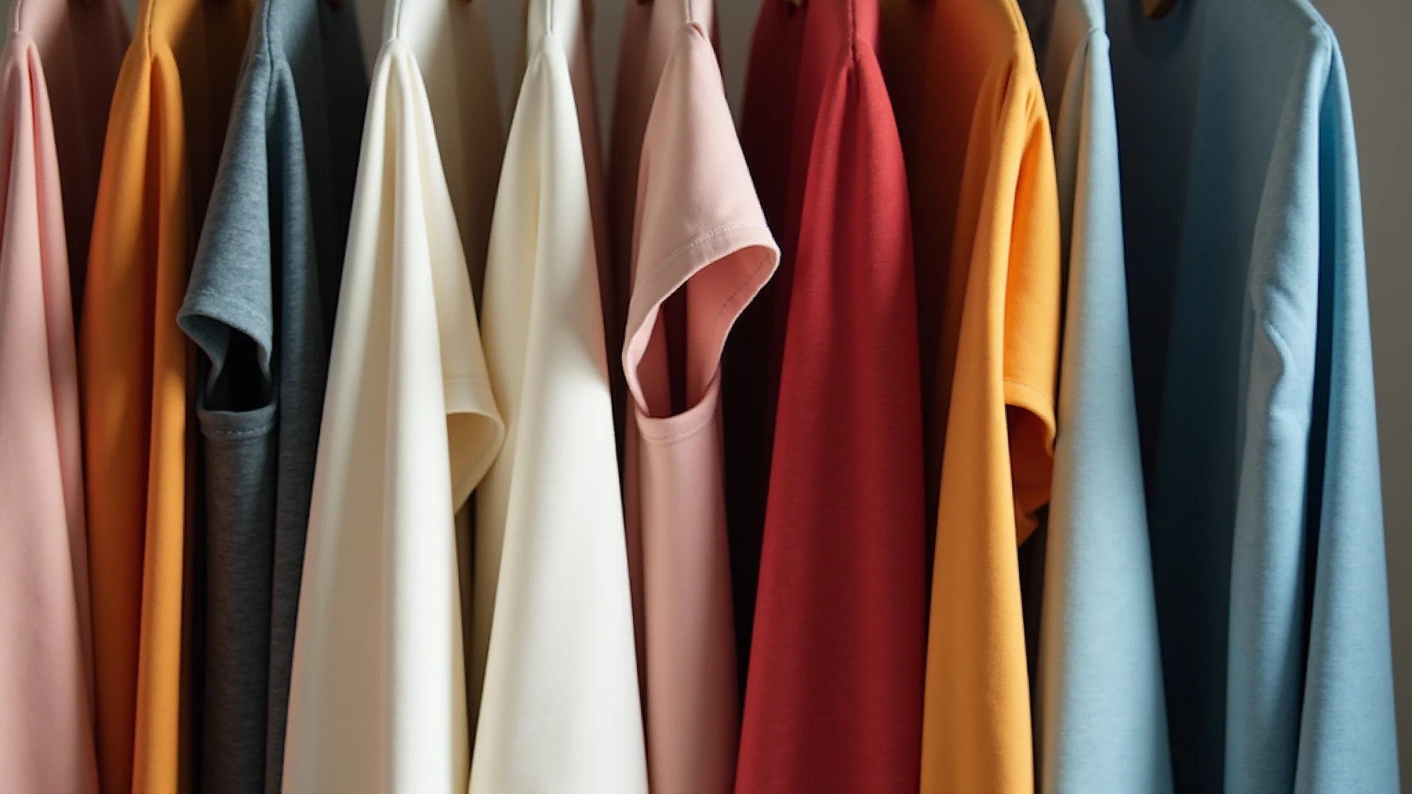 Guarda-roupa cápsula com cores neutras e vibrantes. Foto profissional.