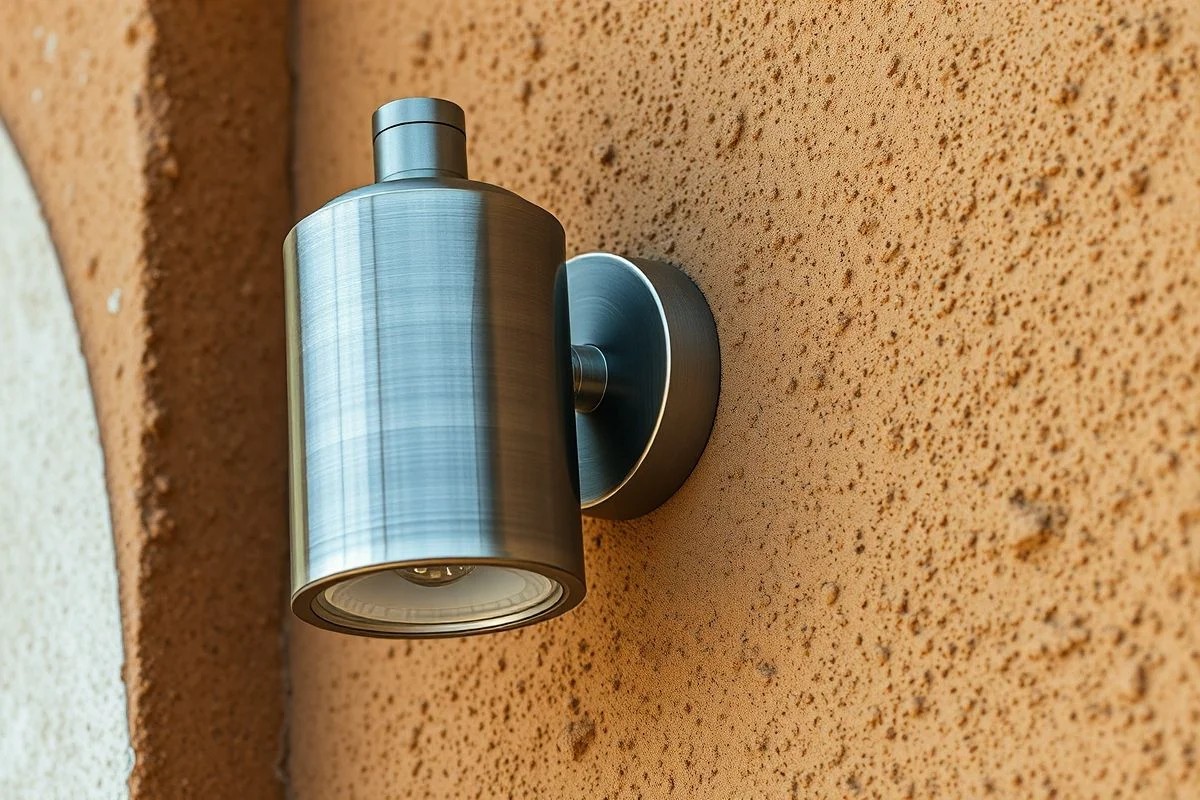 Arandela externa em aço inox resistente às intempéries.