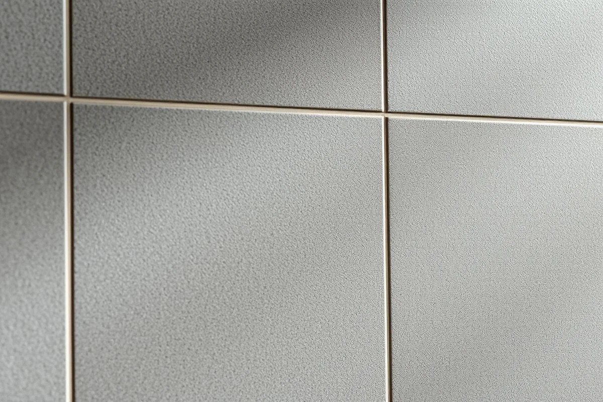Detalhe de revestimento cinza texturizado para banheiro