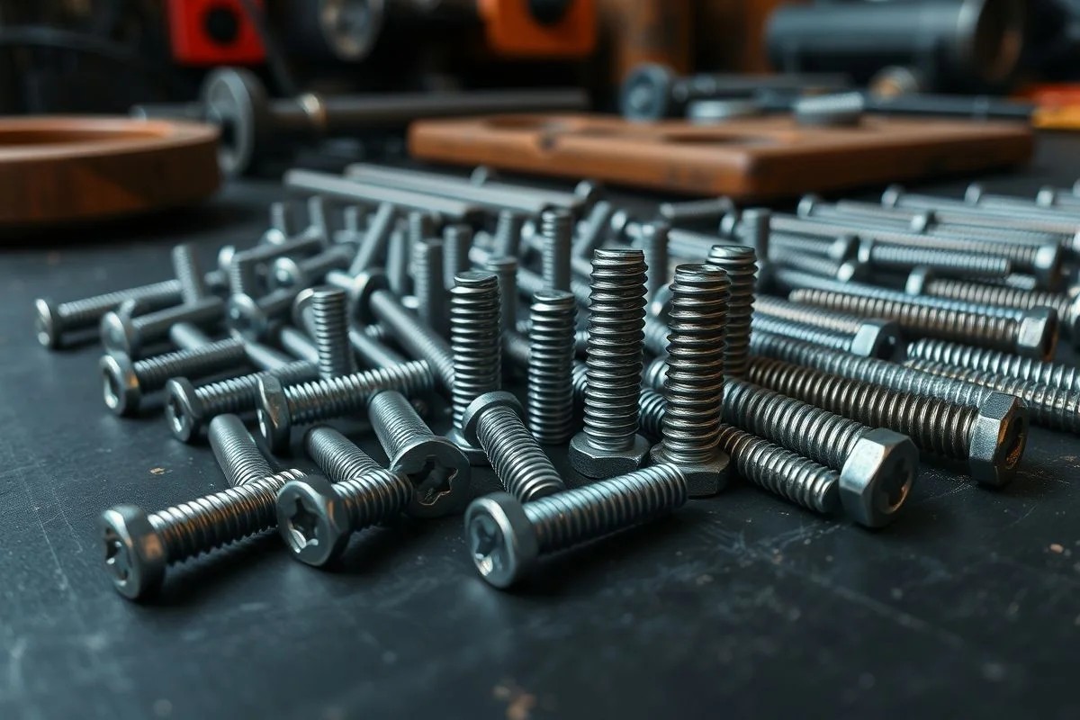 Tipos de parafusos: fenda, Phillips, Allen, Torx, sextavado. Fixadores mecânicos para diversas aplicações.