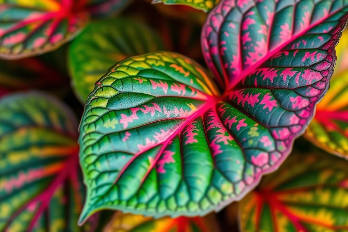 Close de Fitônia com detalhes das folhas mosaicadas