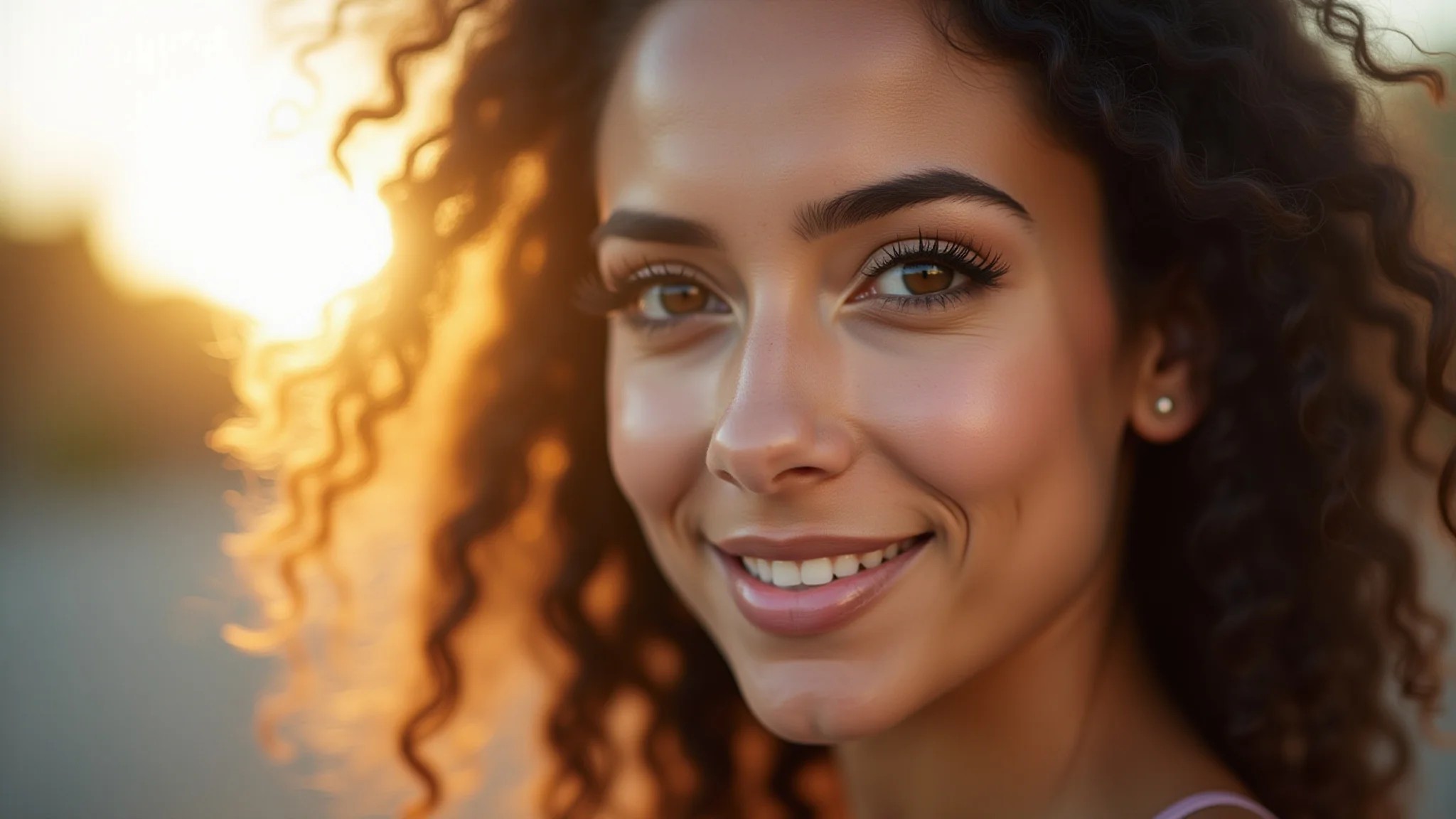 Close up de uma jovem brasileira com maquiagem impecável para formatura.