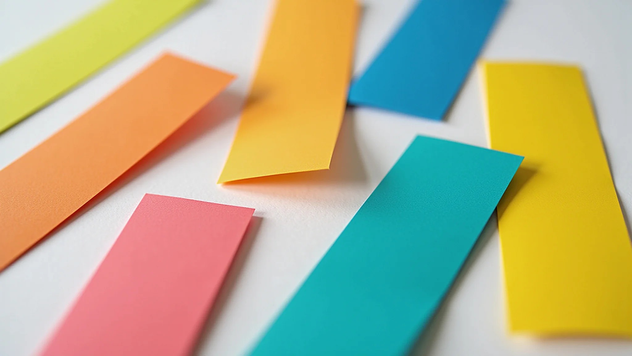 Marca páginas geométricos feitos de papel cartão colorido com design minimalista.