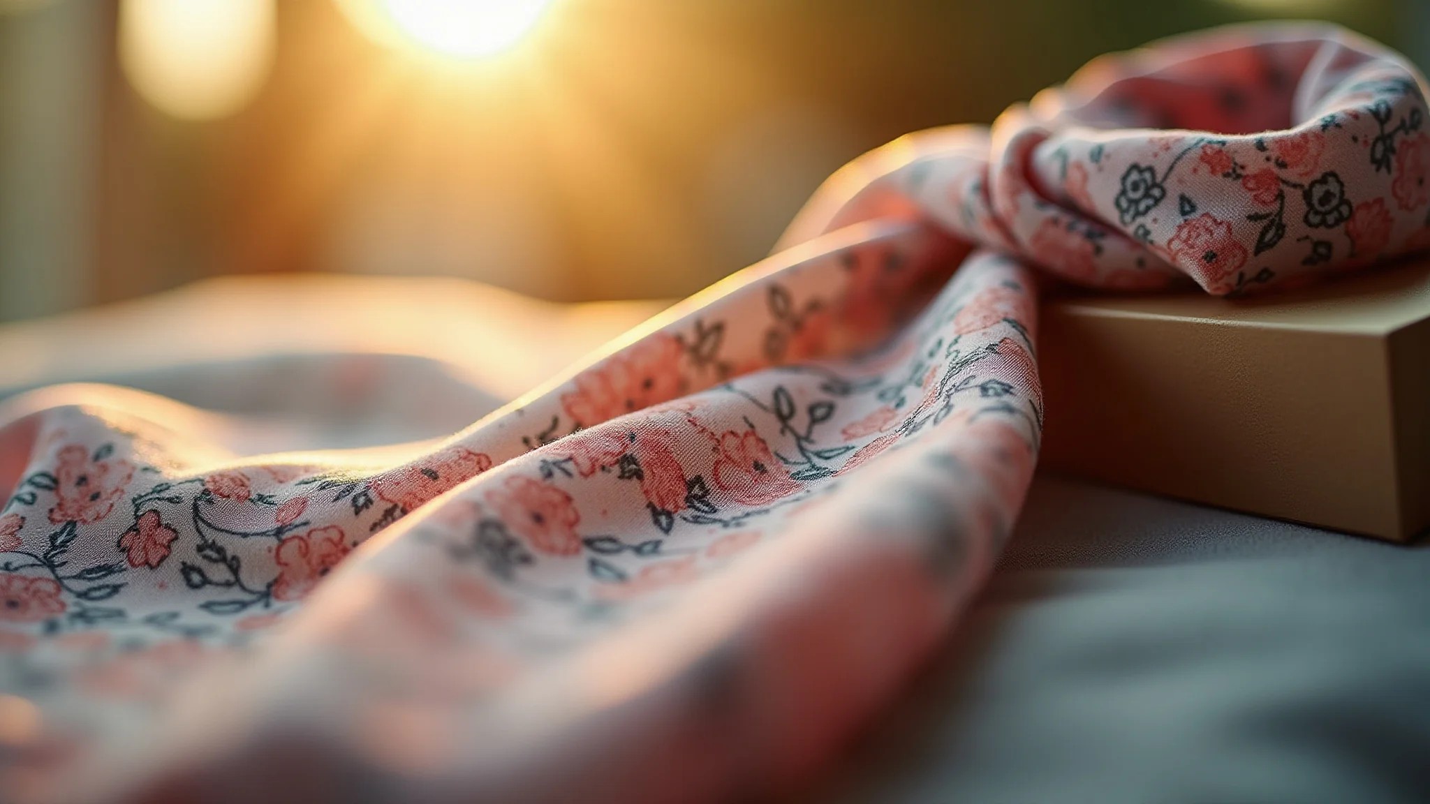 Elegante lenço de seda floral, sugestão de presente atemporal.