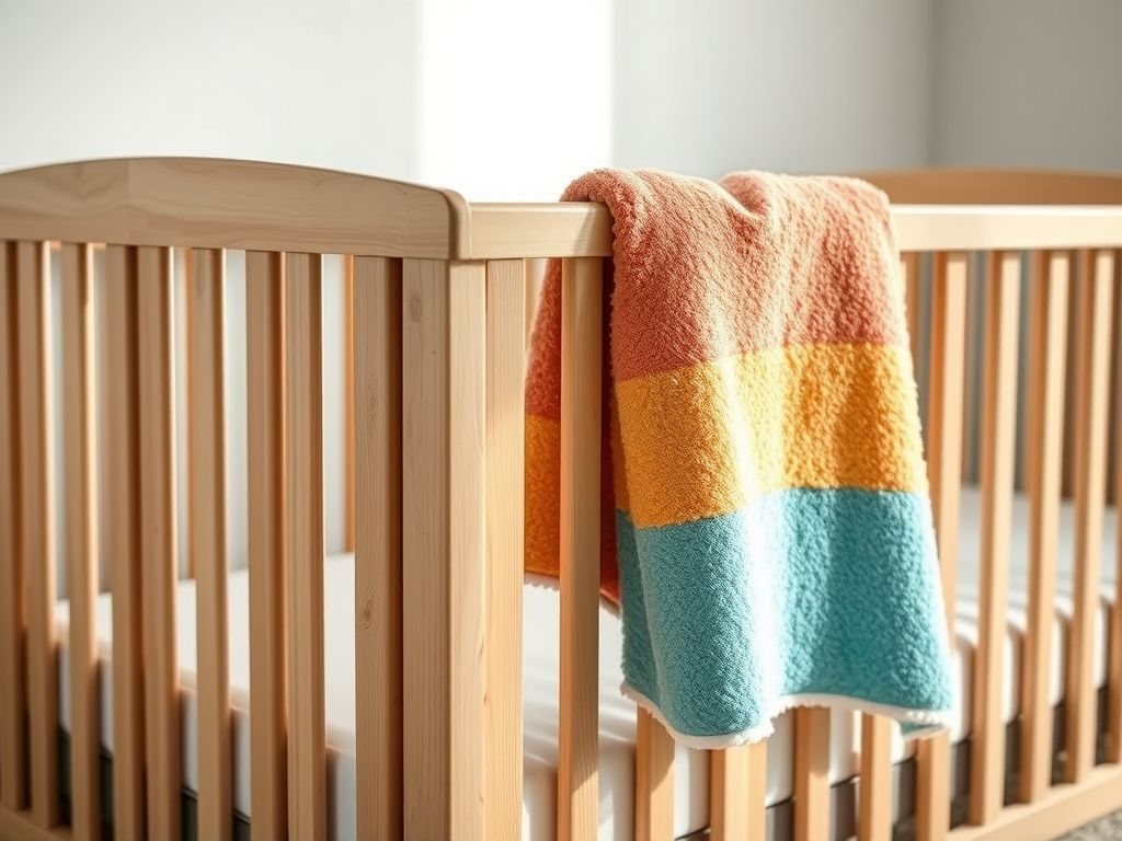 Detalhe de um berço multifuncional que se transforma em mini cama, mostrando a funcionalidade e otimização de espaço.