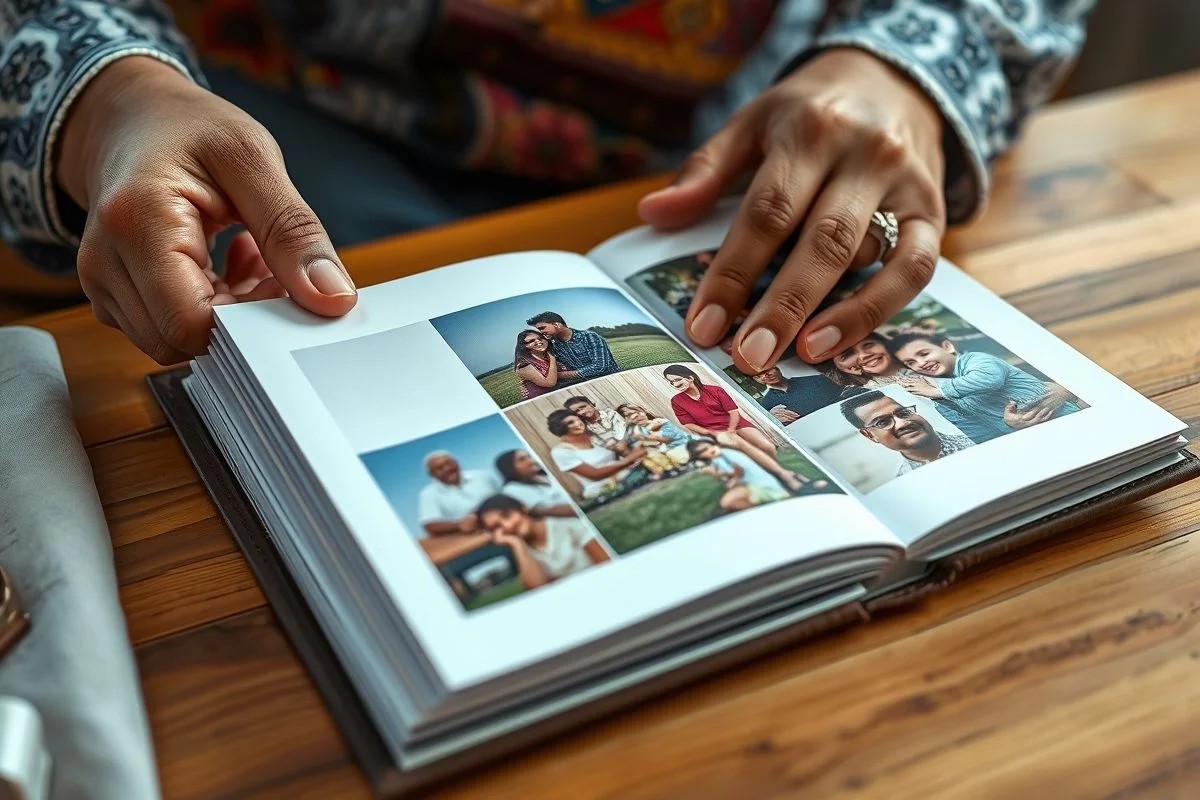Álbum de fotos personalizado para o Dia das Mães, feito à mão.