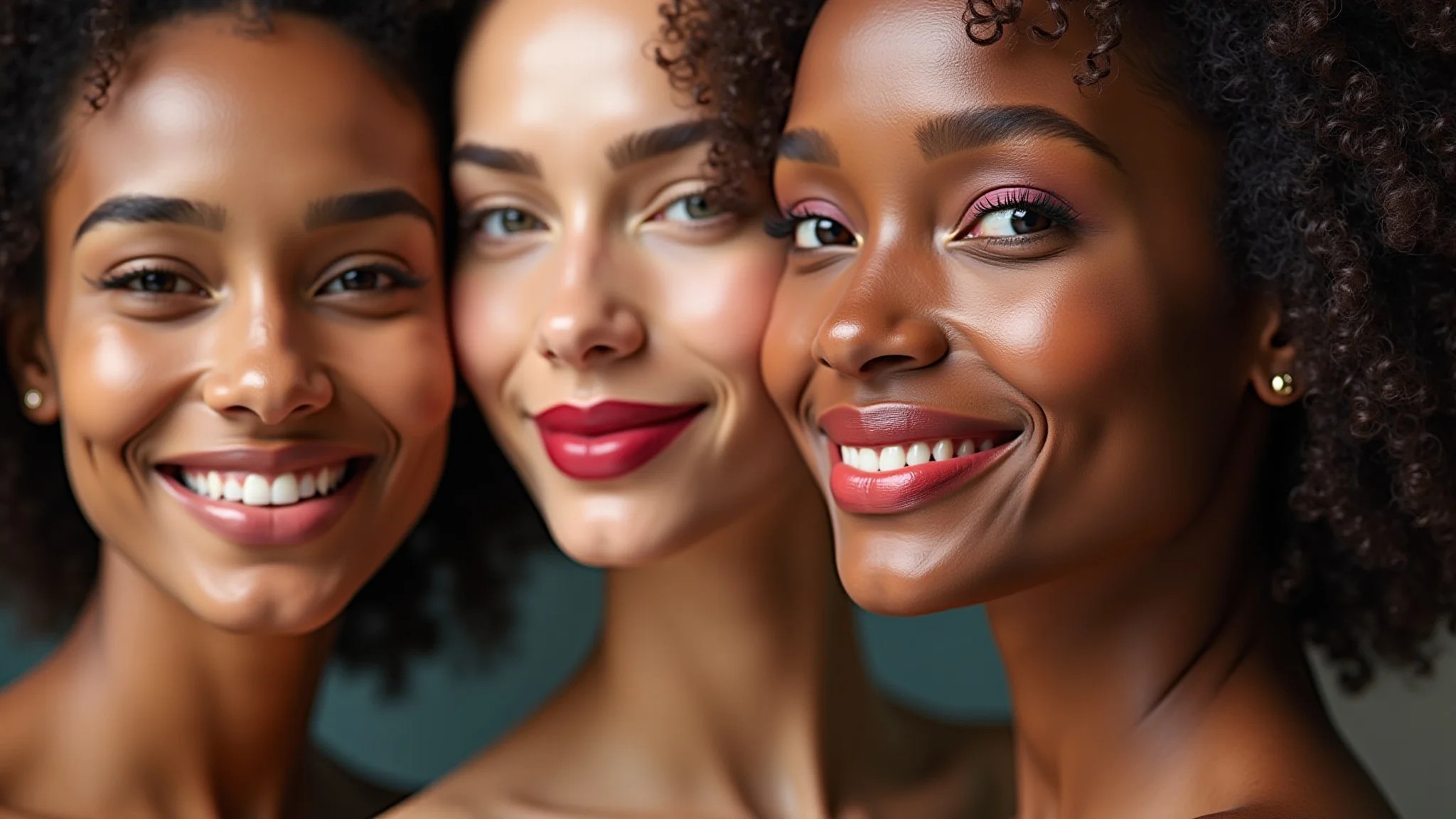 Batom marsala em diferentes tons de pele, luz clara, beleza natural e maquiagem brasileira.