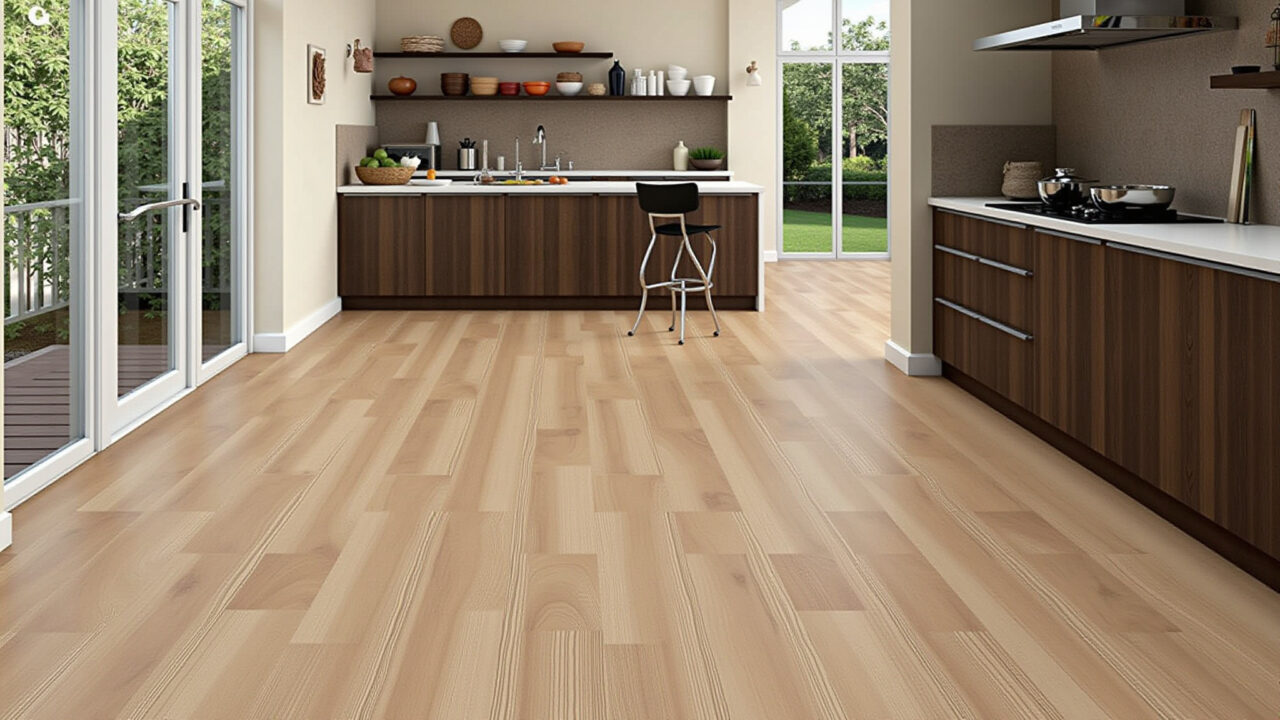 Cozinha aconchegante com porcelanato amadeirado e design brasileiro.