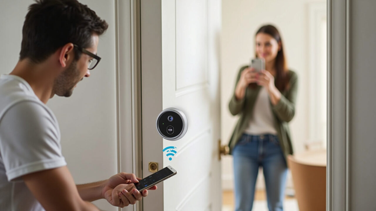 Olho mágico digital com controle remoto e Wi-Fi.