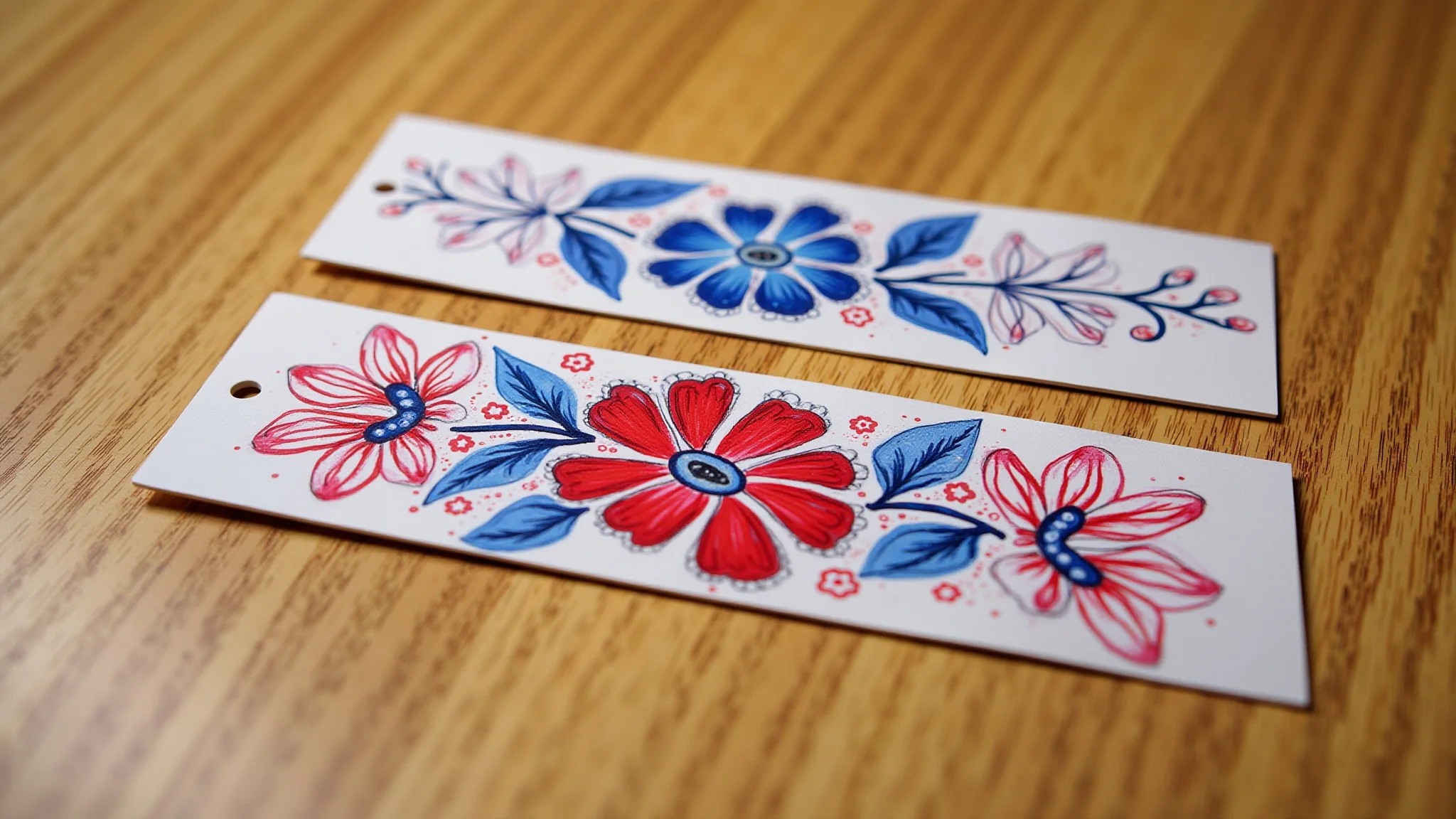 Marca página pintado à mão com desenhos abstratos e tintas acrílicas.
